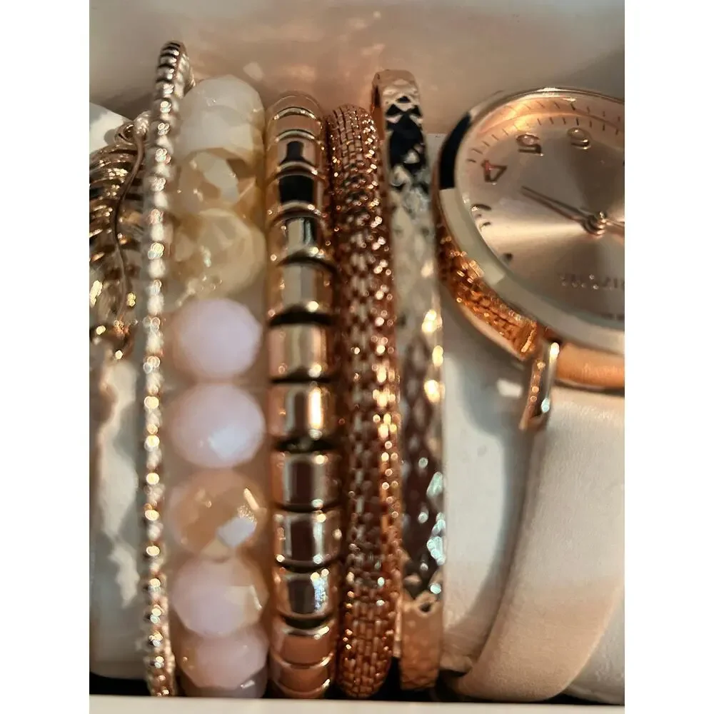 Arizona Jean Co Pink Watch & Stacking Bracelet Set New Battery Gift Box